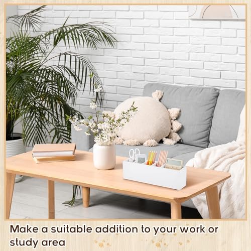 Jetec Wooden Pencil Pen Holder for Desk, White, 6 Compartments - Image 6