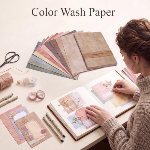 Scrapbook Paper Color Wash Decorative Craft Paper Pack Watercolor Patterned Sheets for Card Making Journaling Collage Decoupage Party Decor Invitations DIY Gift Projects - Image 5