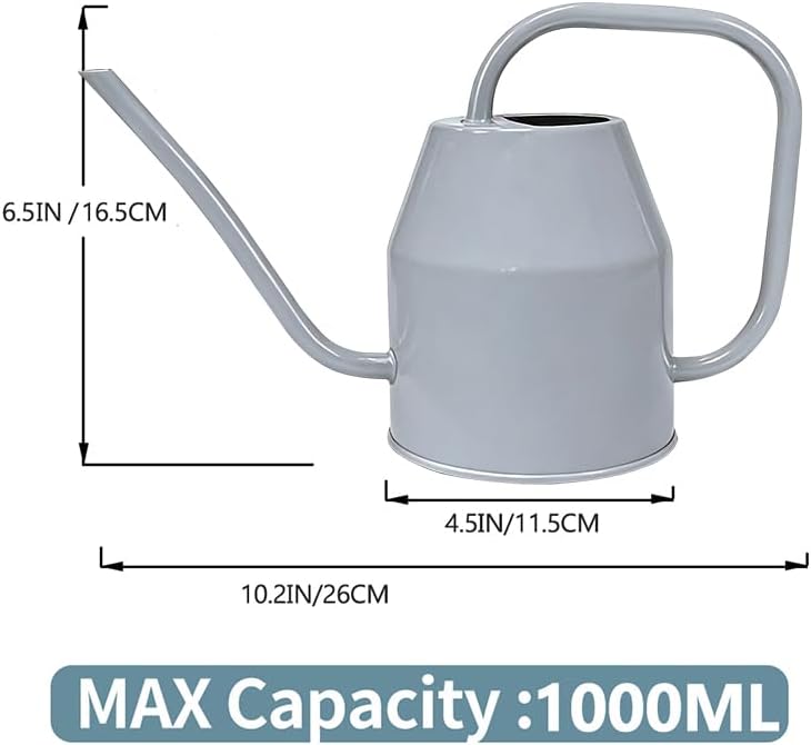 35 oz/1000 ml Metal Indoor Small Watering Can with Long Spout for House Plants Decorative, 12 oz/360 ml Glass Plant Mister Spray Bottle for Bonsai Garden Flowers (Grey) - Image 6
