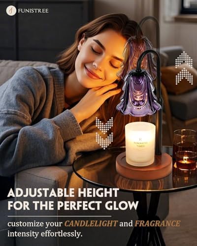 Funistree Small Candle Warmer Lamp with Timer, Adjustable Purple Lamp Warmer for Jar Candles, Christmas Birthday Gifts for Women Mom Her, Dimmable Candle Heater, Cute Wax Warming Light with Wood Base - Image 6