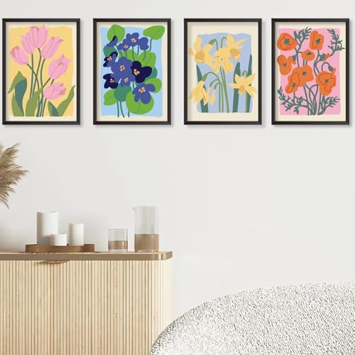 TONGZONGFU 4 Pack Framed Easy Paint by Numbers Kit for Adults Beginner,Easy Paint by Numbers Kit for Flower Small Paint by Number Kit for Kids Frame on Canvas for Home Decor 8x12 Inch - Image 2