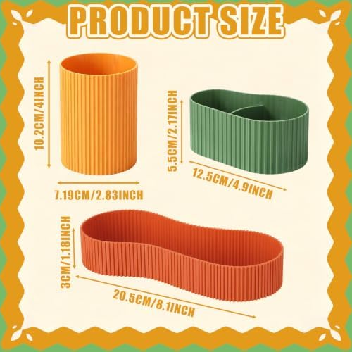 Junkin 3 Pcs Aesthetic Desk Accessories Set Plastic Pencil Holder - Image 2
