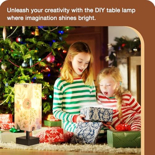 aooshine Small Bedside Table Lamp for Bedroom - Square Floral Fabric Shade - Image 5