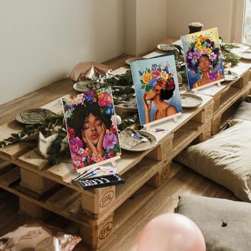 Ctosree 72 Pcs Flower Lady Paint and Sip Kit for Adults 8'' x 10'' Pre Drawn Canvas for Painting DIY Pre Printed Canvas for Party Favor Acrylic Painting Kit Wood Easel Brushes Date Night Bulk - Image 5
