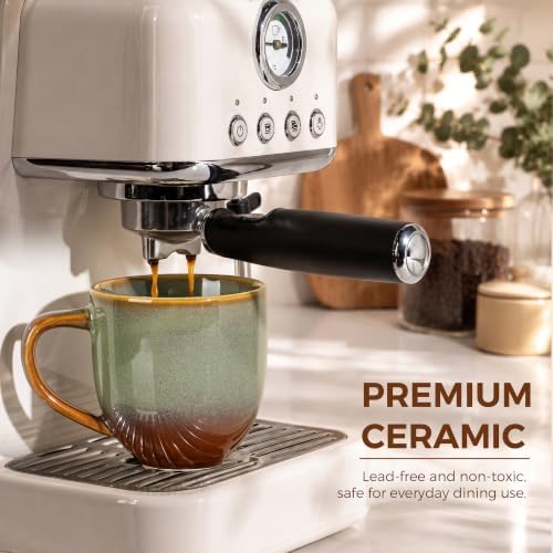 theterra Ceramic Coffee Mugs Set of 6, 12 oz Coffee Cups with Handle - Image 5