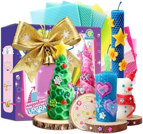 SMEAGOLORIYA Moldable Wax Candle Craft Kit - DIY Sculpting Set with 10 Colorful Sheets, Paints, Stickers & Wooden Display Stand - Creative Gift for Family Activity, Hobby Project by Unknown