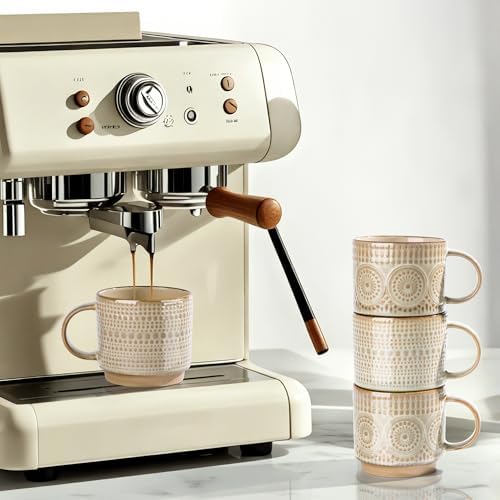 GBhome 12 oz Coffee Mugs Set of 4, Stackable Ceramic Coffee Cups Set - Image 4