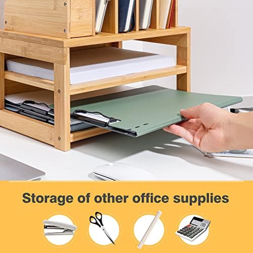 Homde Desk Organizer with File Holder: 3-Tier Bamboo Organization for Desks - Image 5