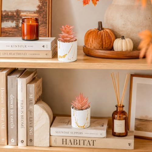 Der Rose 2 Pack Fall Fake Plants in Gold Accent Pots for Autumn Decor - Image 6