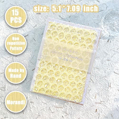 Aromoty 15 sheets Handmade Scrapbook Paper Craft Mesh Fabric Scrapbooking Supplies Aesthetic Morandi Textured Special Paper Mix for Junk Journal Journaling DIY Materials,5.1x7.09 inches - Image 2