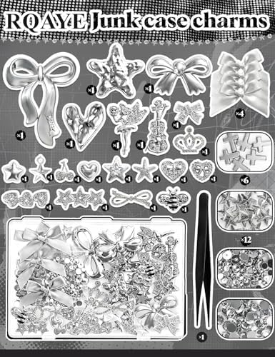 RQAYE Junk case charms,junk case Kit for Customizing Diy Cases,With Cute Bow,Flatback Pearls,Letter Beads, Aesthetic Big Decor for Personalization - Image 2