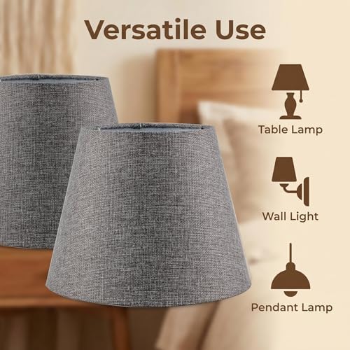 Set of 2 Medium Gray Spider Fitter Replacement Lamp Shades for Table Lamps - Image 3