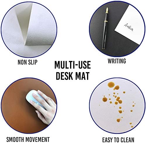 Aothia Leather Desk Pad Protector, Mouse Pad, Office Desk Mat, Non-Slip PU Leather Desk Blotter, Laptop Desk Pad, Waterproof Desk Writing Pad for Office and Home (Brown,31.5" x 15.7") - Image 5
