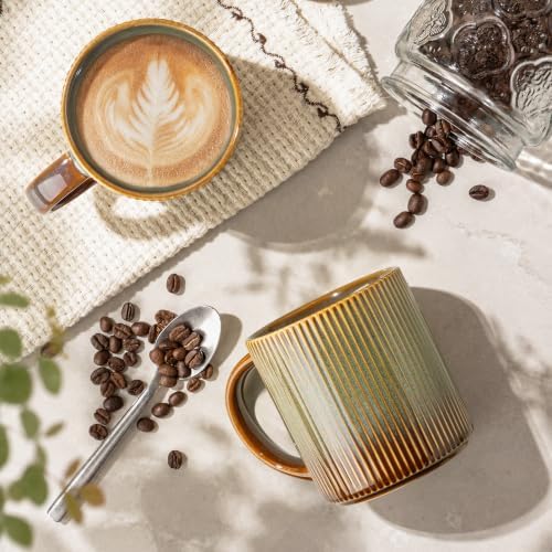 theterra Ceramic Coffee Mugs Set of 6, 14.2 oz Coffee Cups with Handle - Image 2