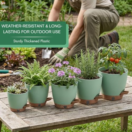 Self Watering Pots for Inoor/Ourdoor Plants 5/5.5/6/6.5/7" Plastic Planter - Image 2