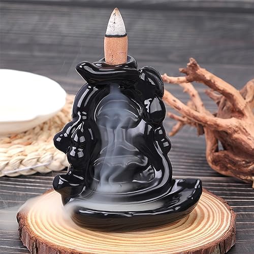 Waterfall Backflow Incense Burner Ceramic Incense Holder Incense Cone Holder Fountain Aromatherapy Home Decor Office Gifts(Calabash) - Image 3