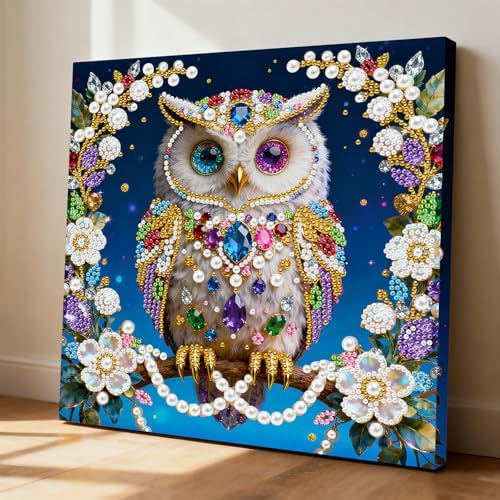ARTopet DIY Pearl Painting Kit with Frame Gemstone Pearl Diamond Dots Beads Canvas Art Craft for Adult Beginners Display for Tabletop and Wall Mounting Home Decor-Owl - Image 4