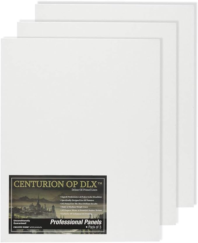 Centurion Deluxe Professional Oil Primed Linen Canvas Panels - 14x18-3 Pack of Linen Canvases for Painting, Artwork and More