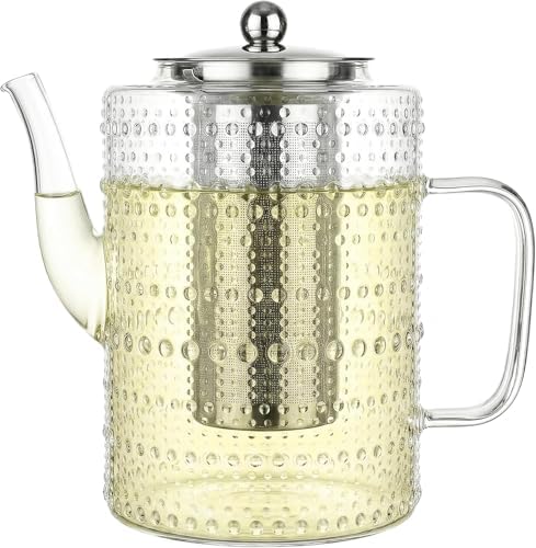 1500ml/50OZ Glass Teapot with Removable Infuser, Stovetop Safe, Large Tea Kettle, Borosilicate Glass Blooming and Loose Leaf Tea Maker Set by Unknown