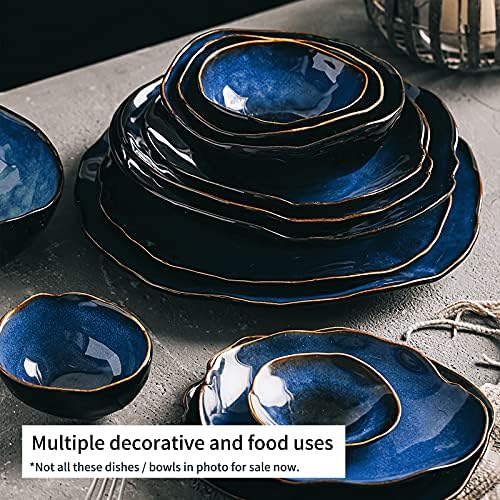 10 Inch Ceramic Decorative Plate, Blue Reactive Glaze Shallow Dish - Image 6