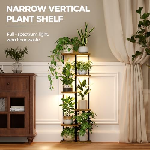 Bamworld Plant Shelf with Grow Light for Indoor Plants Corner 6 Tier - Image 3