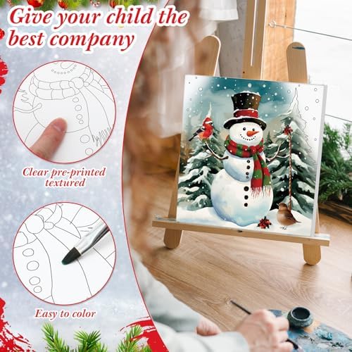 Sherr 12 Pcs Pre Drawn Canvas for Adults,Classic Xmas,8 x 8 Inch - Image 4