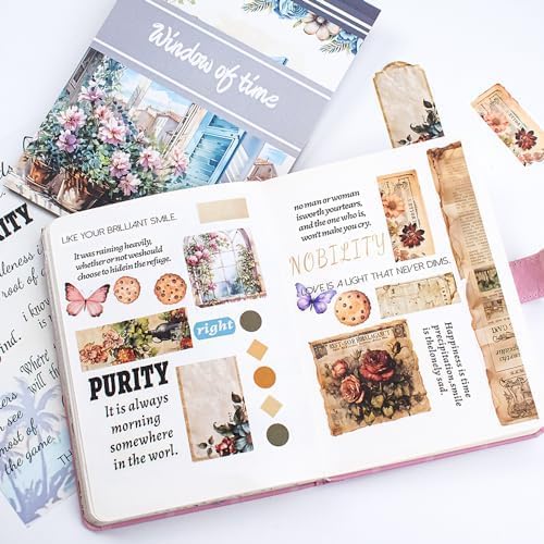 Alideco 20pcs Vintage Scrapbook Stickers Europe and The United States Figure Flowers Sticker Book for Adults Sticker journaling Stickers for Scrapbooking (shiguangchuangkou) - Image 2
