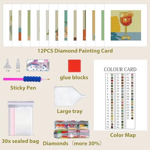 12 Pcs Small Diamond Art Kits Cocktail Diamond Art Kits for Adults - Image 4