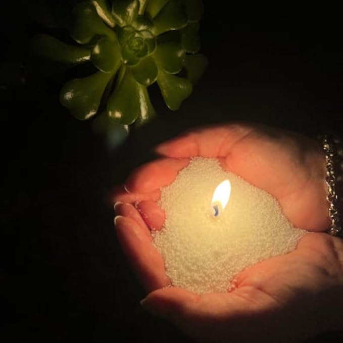 NICEME Pearled Candle All Natural 26 Oz Sandalwood Jasmine Scented Non-Toxic Luxury Long Lasting Powder Candles Upto 180 Hours Refillable Candle Sand with 30 Wicks 50ml Essential for Candle Making