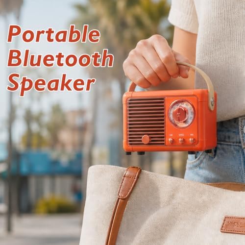 Dosmix Retro Bluetooth Speaker, Small Vintage Decor Gifts Pumpkin Orange - Image 7