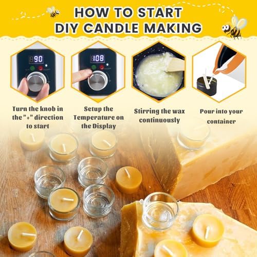 Ksedcon 5lbs Beeswax Candle Making Kit with Digital Wax Melting Pot - Image 4