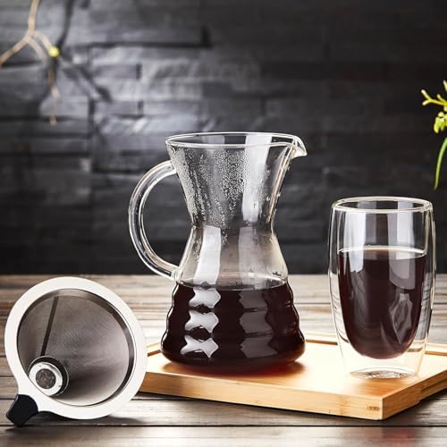 Unbreakable - 18 Pack Pour Over Coffee Maker with Permanent Stainless Filter 27 fl oz, Thickened Heat-Resistant Borosilicate Glass Dripper Coffee Brewer, Stovetop Safe - Image 7