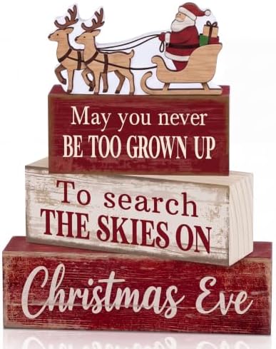 Moucuny 4 Pcs Christmas Table Decorations for Home Wooden Santa Sleigh Sign by Moucuny