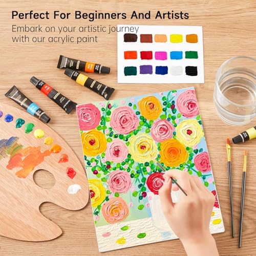 Shuttle Art Acrylic Paint Set, 16 x12ml Tubes Artist Quality Non Toxic Rich Pigments Colors Great for Kids Adults Professional Painting on Canvas Wood Clay Fabric Ceramic Crafts - Image 5