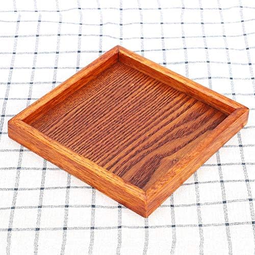 Wooden Serving Tray, Small Square Ottoman Table Tray Solid Wood Tea Coffee Snack Food Dinning Serving Tray Plate for Coffee Table, Breakfast, Dinner, Bar(12.5 * 12.5 * 2cm) - Image 5