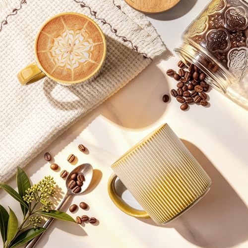 theterra Ceramic Coffee Mugs Set of 6, 14.2 oz Coffee Cups with Handle - Image 2