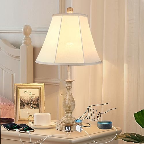LALISU Farmhouse Table Lamp Touch Control 3-Way Table Lamp with USB Charge by LALISU