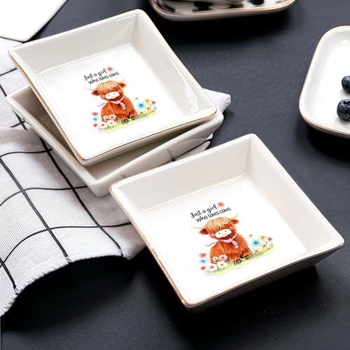 Highland Cow Jewelry Ring Holder Dish Tray, Gifts For Women Teens Girls, Cow Lovers Themed Stuff Things Decor Merch Home Room Ring Earrings Necklace Organizer Holder! - Image 4