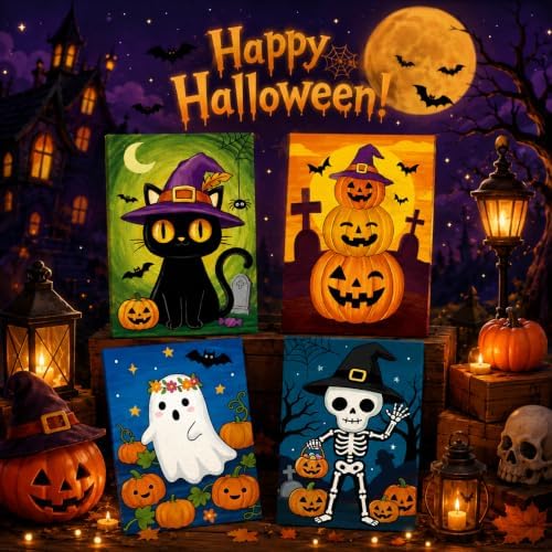 Louise Maelys 12 Pack Halloween Pre Drawn Canvas to Paint for Kids - Image 7