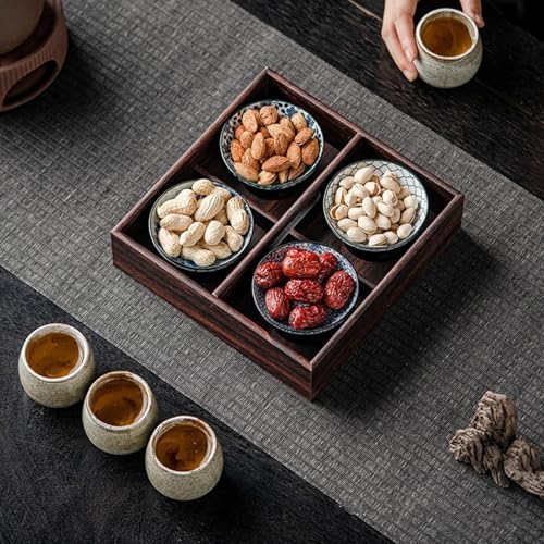 5-Piece Wooden Serving Tray Set for Ottoman,Breakfast in Bed,Coffee Table - Image 2