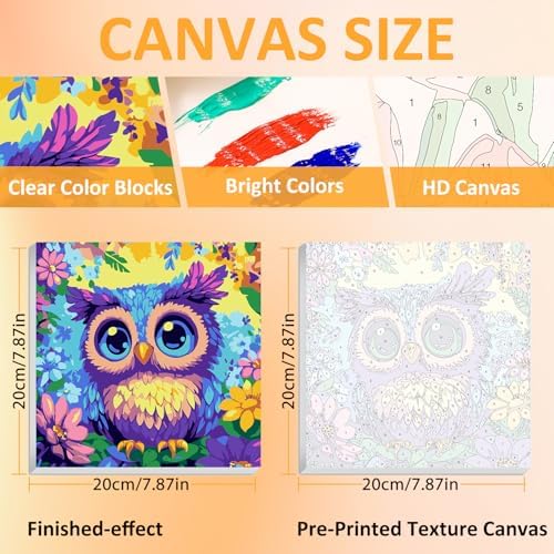 Owl Paint by Numbers Kit for Kids, 8x8 inch - Image 2