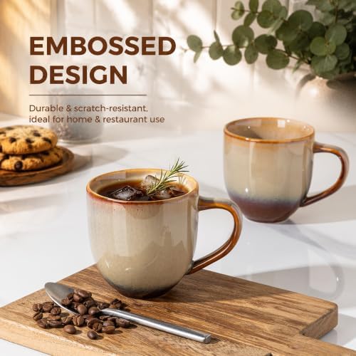 theterra Ceramic Coffee Mugs Set of 6, 12 oz Coffee Cups with Handle - Image 6