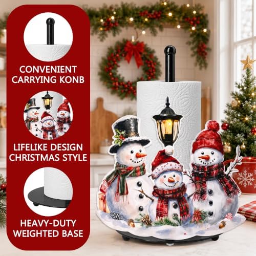 Christmas Snowman Paper Towel Holder, Christmas Kitchen Countertop Decor, Winter Snowman Paper Towel Holder, Paper Towel Stand for Dining Table, Xmas Housewarming Birthday Gift for Women Mom - Image 3