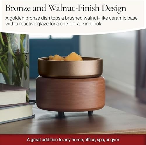 Candle Warmers ETC 2-in-1 Candle and Fragrance Warmer for Warming Scented Candles or Wax Melts and Tarts with to Freshen Room, Pewter Walnut - Image 7