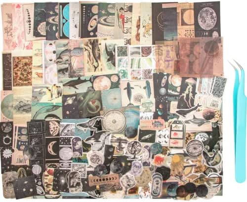 Aromoty 260 Pieces Vintage Art Scrapbooking Supplies Stickers,Aesthetic Washi Stickers Paper Kit Stationary Junk Bullet Journals,Daily Planner,DIY Craft Tweezers Cottagecore Decor by Aromoty