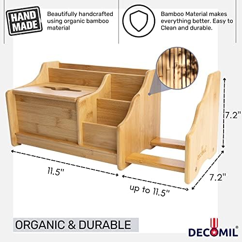 DECOMIL Bamboo Desk Organizer, Wood Desktop Shelf, Perfect Office Decor for Office Supplies Storage, Multifunction Desktop Organizer Shelf - Image 5
