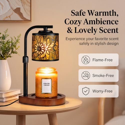 Candle Warmer Lamp with Timer & Dimmer- Electric Wax Melt Warmer with Adjustable Height for Scented Candles, Home Décor Fragrance and House Warming Birthday Gifts for Women Mom - Image 3