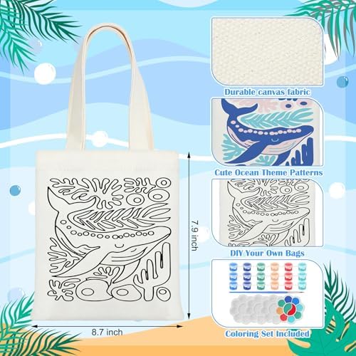 Aliceset 16 Pcs Color Your Own Bag Tote Bag Painting - Image 2