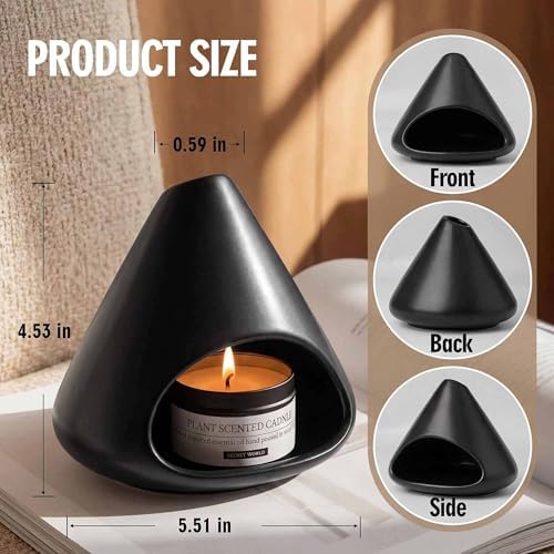 Ceramic Palo Santo Holder Incense Burner with Chimney, Black - Image 2