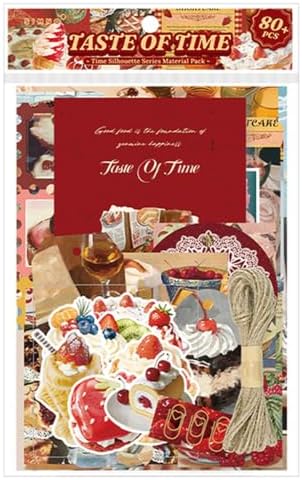 Qudarrso Vintage Junk Journal Stickers Kit, Retro Food Theme Scrapbook Supplies, Ephemera Decorative Accessories, European Style DIY Craft Supplies for Adults Scrapbooking, DIY Craft Supplies by Unknown